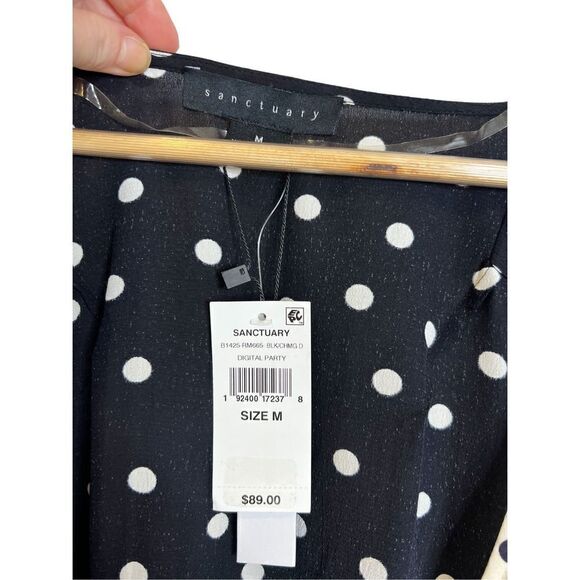 NWT Sanctuary Clothing Womens Dot Wrap Blouse, Black sz Medium - Picture 7 of 8
